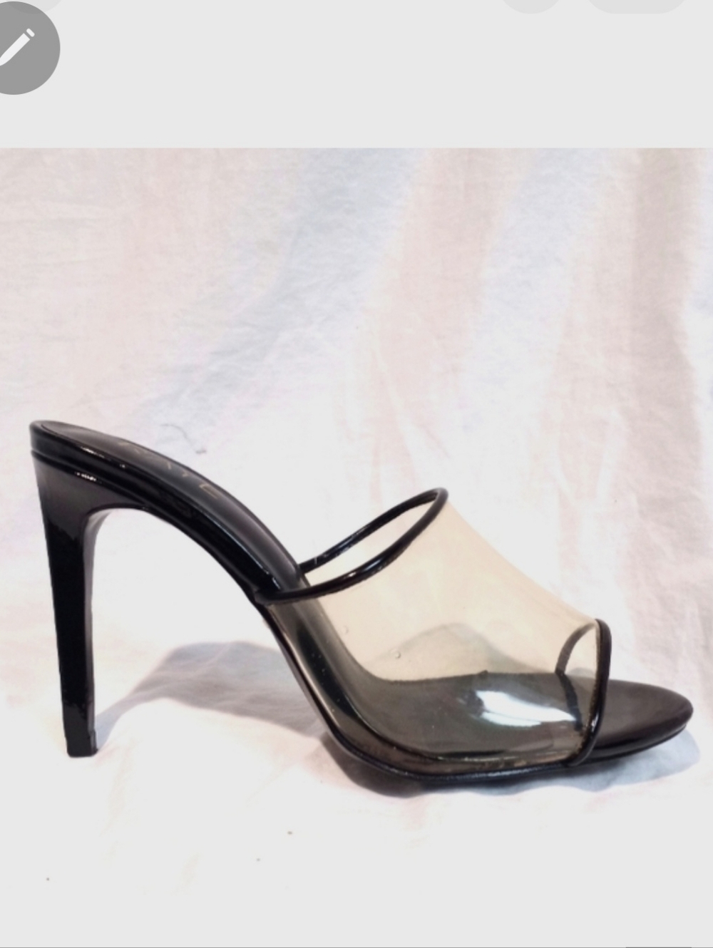 RAYE Black Patent w/Clear Vinyl Upper Mules